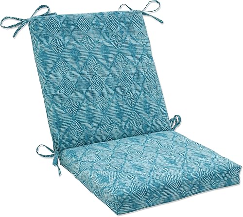 Pillow Perfect Exterior  Cojín para silla Nesco Caribe Squared Corners para interiores, 36.5 X 18 X 3, azul
