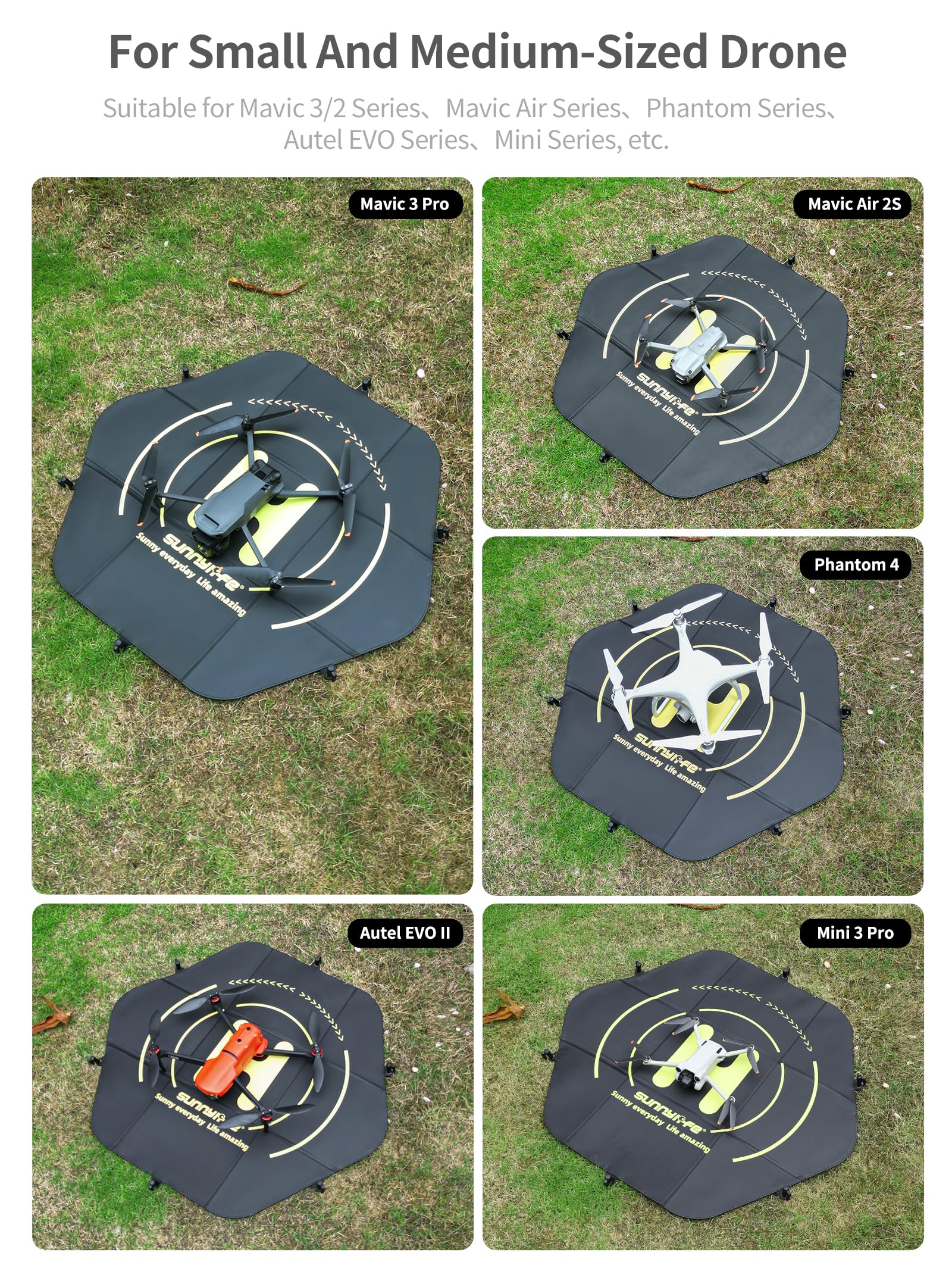 80/110 cm Tappetino di Atterraggio pieghevole per DJI Mavic 3 Mavic Air Mini3 3Pro Pista di Atterraggio per DJI FPV Avata per Autel Evo Accessori Landing Pad Drone (80 cm)