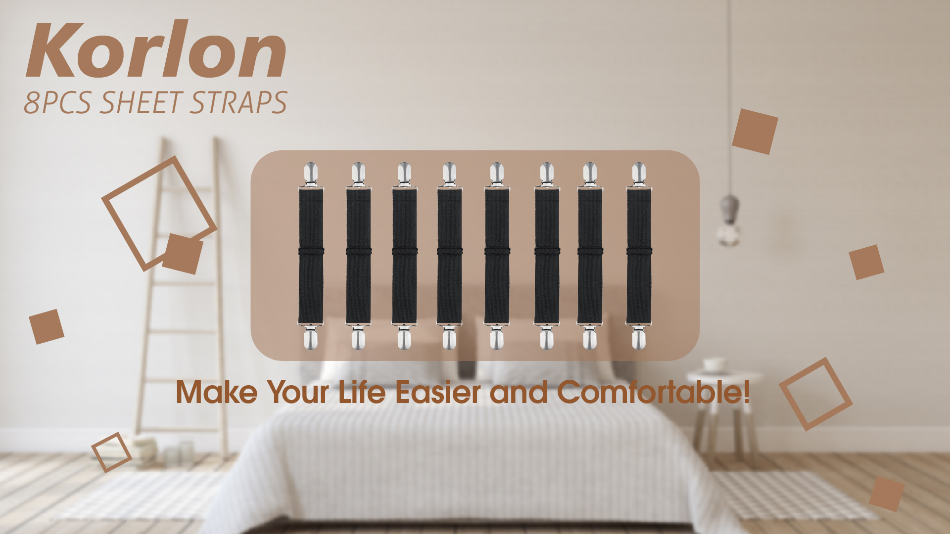 8-Pack Bed Sheet Straps - Adjustable Triangle Elastic Sheet Holders With Nickel Clips