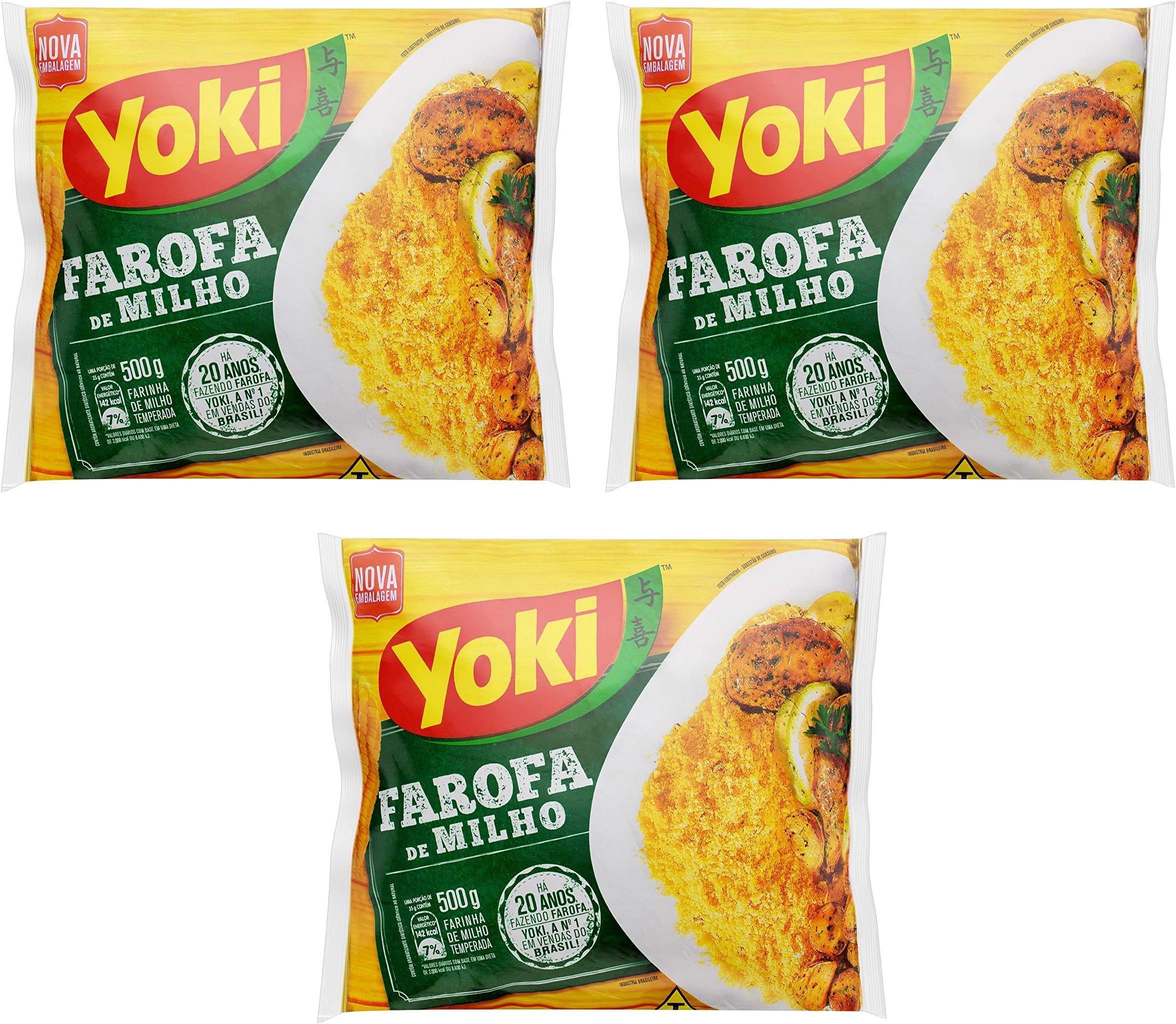 Yoki Seasoned Corn Flour 17.6 Oz | Farofa De Milho 500g (PACK OF 03)