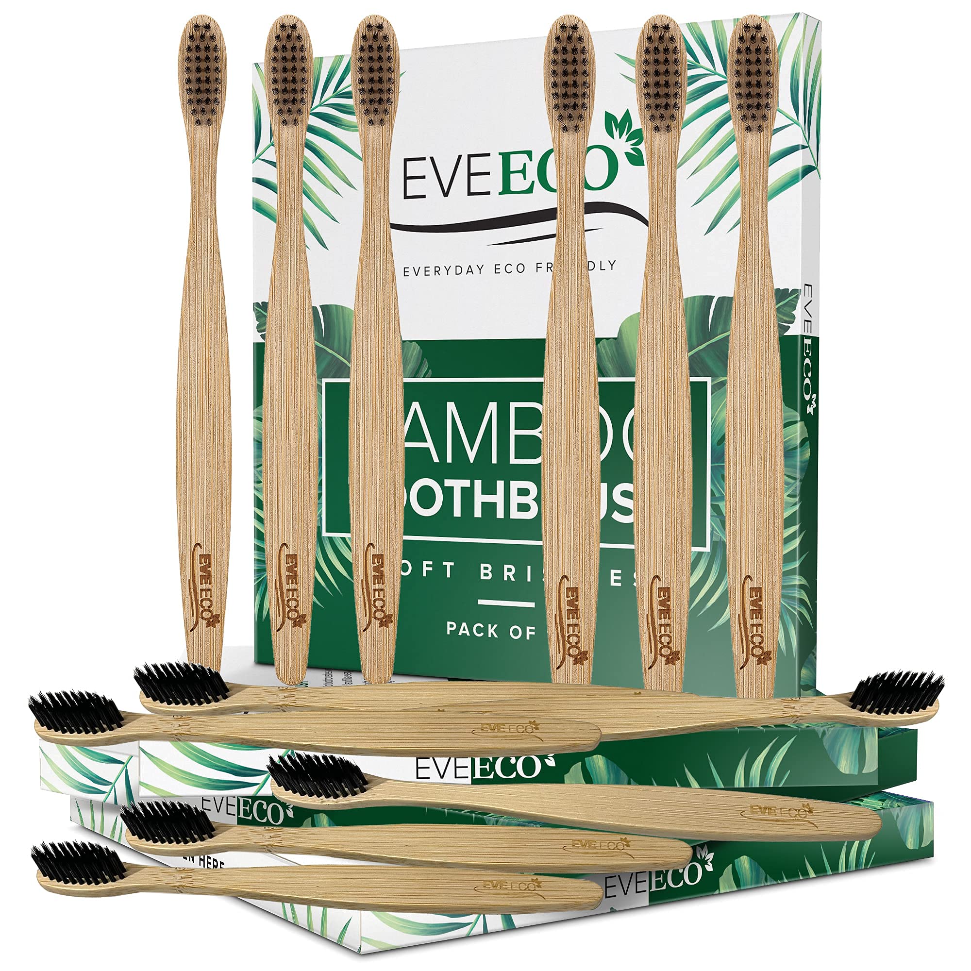 I Spazzolino da denti in bambù con setole morbide per gengive sensibili, I Carbone I Vegan I Natural Wood I BPA Fee I riciclabile I compostabile, biodegradabile | Ecologico