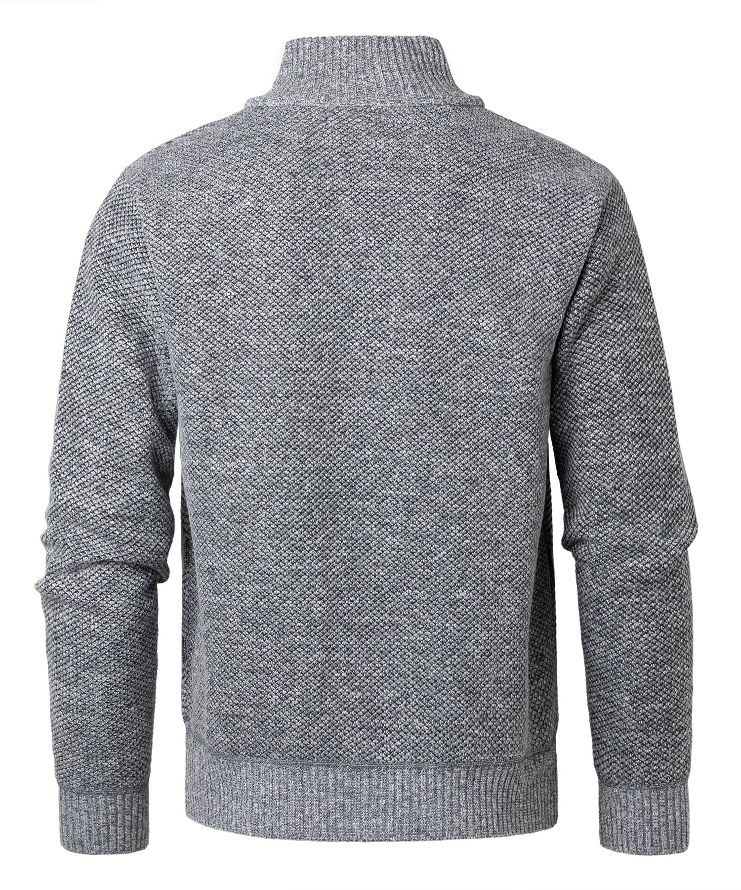 Hommes Cardigan Veste en Maille Ouvrez-Front Zippé Gilet Col Montant Automne Hiver Chaud Épais Pull Décontracté Chandail Tricoté Polaire Sweatshirt à Manches Longue Manteaux avec 2 Poches