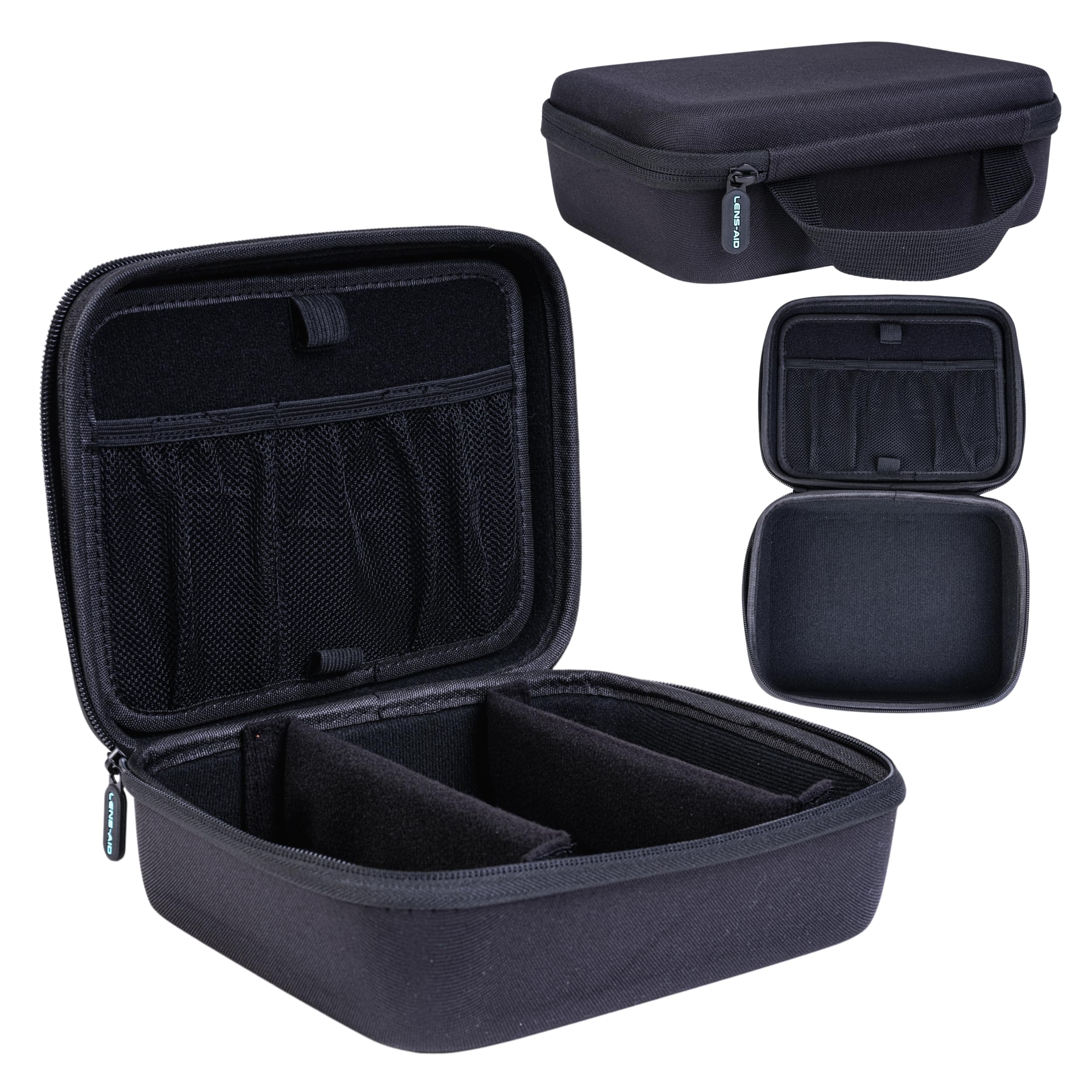 LENS-AID Étui de Rangement pour appareils Photo et Accessoires Techniques, Noir, m, Étui Rigide pour Le Rangement en Voyage
