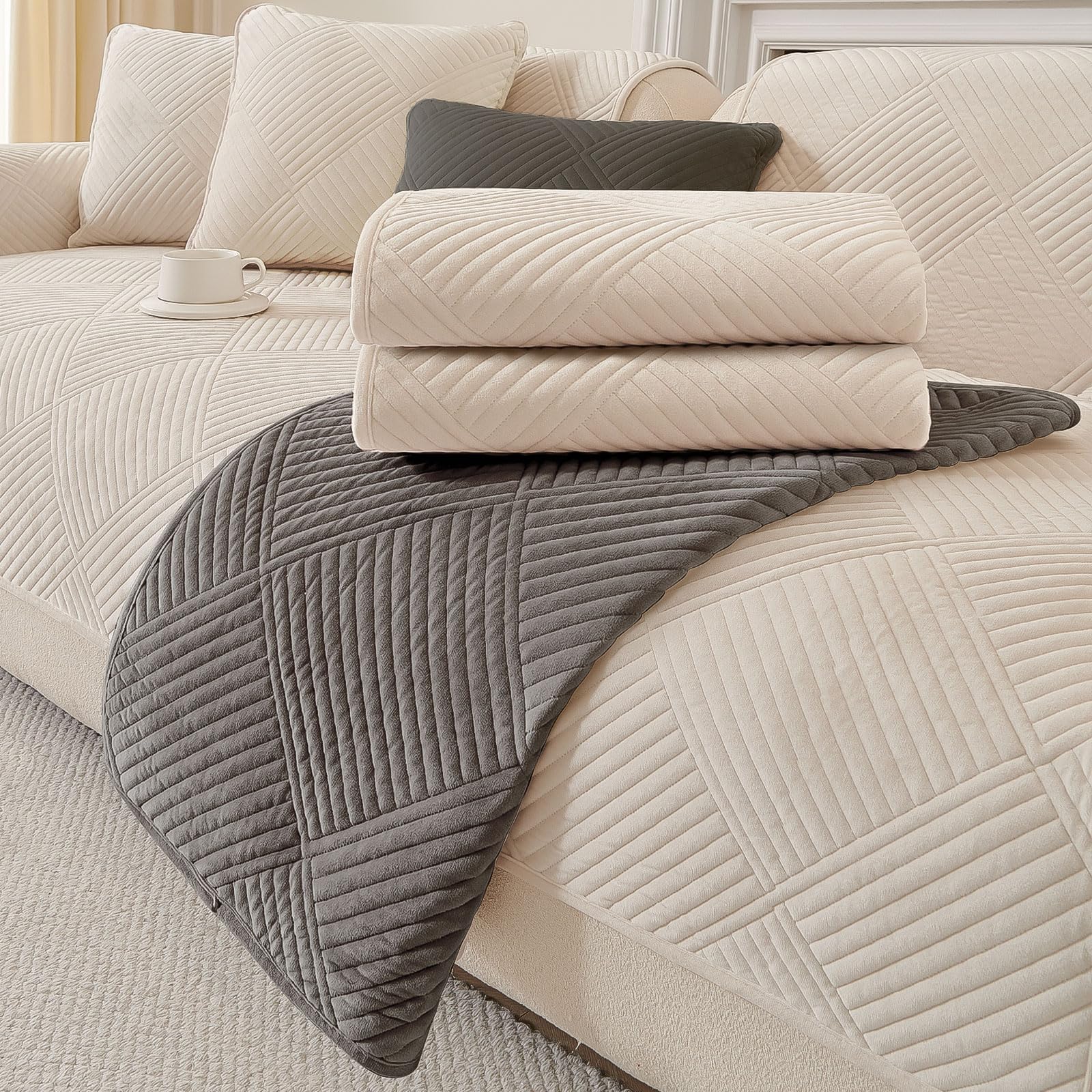 QHAIYYBF Sofa Cover, New Soft FlannelUniversal Sofa Covers Seater, Non-Slip Sofa Slipcovers Washable - Image 9