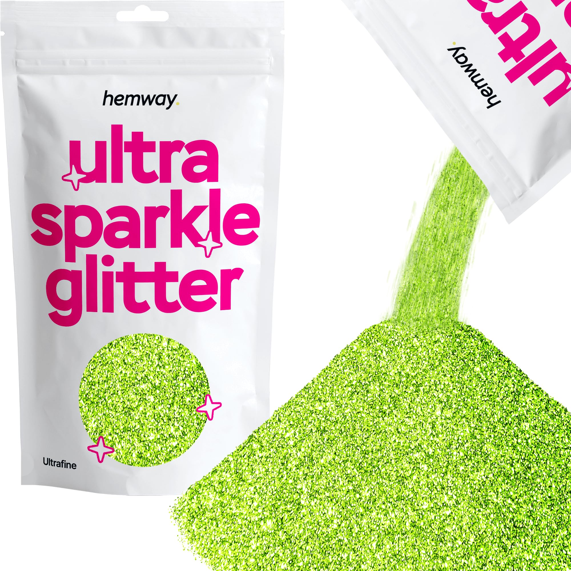 Hemway Ultra Sparkle Glitter Lime Green 100g, Standard Size