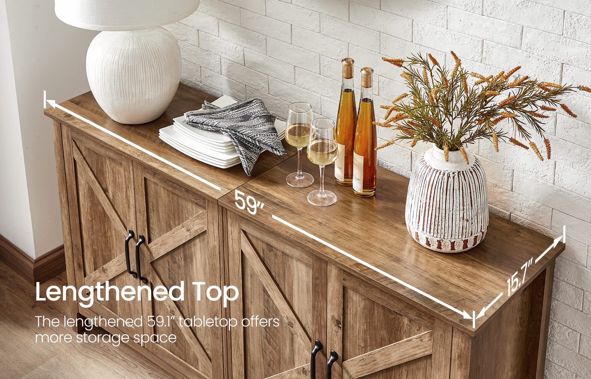 Buy VASAGLE Buffet Sideboard, Credenza, Kitchen Storage with Adjustable