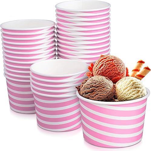Miniatura 8 de TYPTOP Vasos de papel para helado de alta calidad, paquete de 50 vasos desechables de postre de 5.5 onzas para bebidas calientes y frías, 5.5 onzas