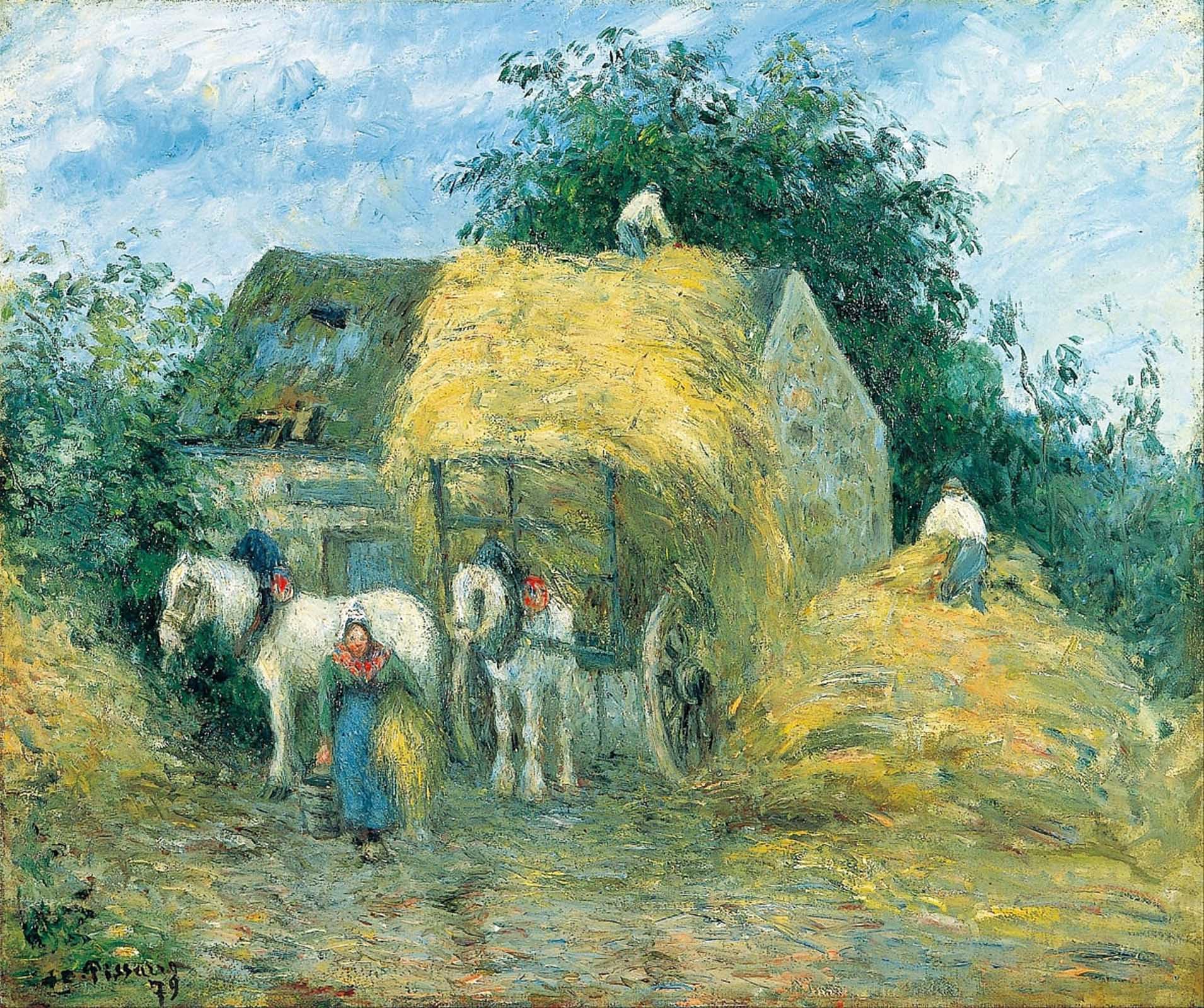 POSTERIIk Famous Print Pop Art Wall Art Graffiti the Hay Cart Montfoucault by Camille Jacob Pissarro Art Prints for Home Decor 60x90cm