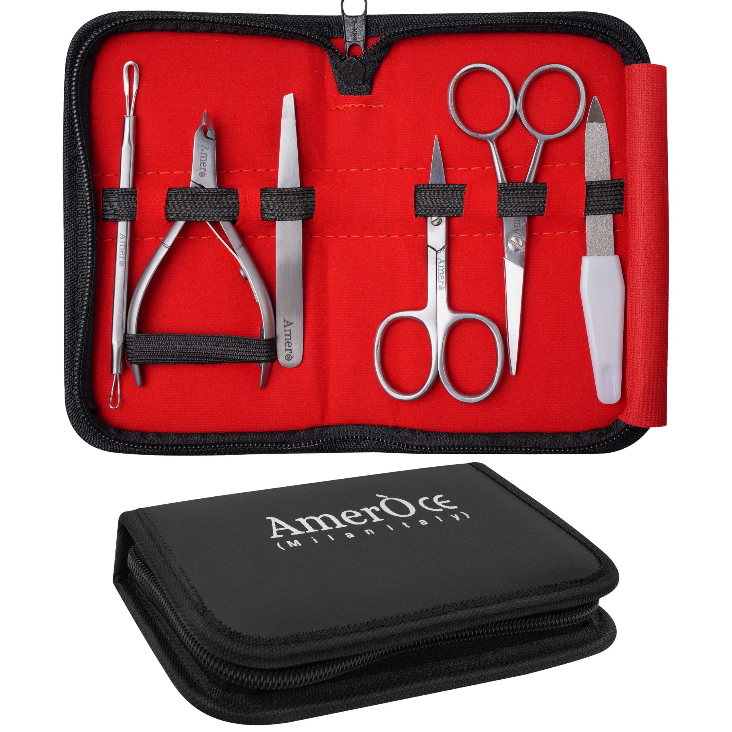 Professional 7-Piece Manicure Kit for Women & Men, Stainless Steel Nail Scissors, Tweezer, Cuticle Trimmer, Pusher - Image 2