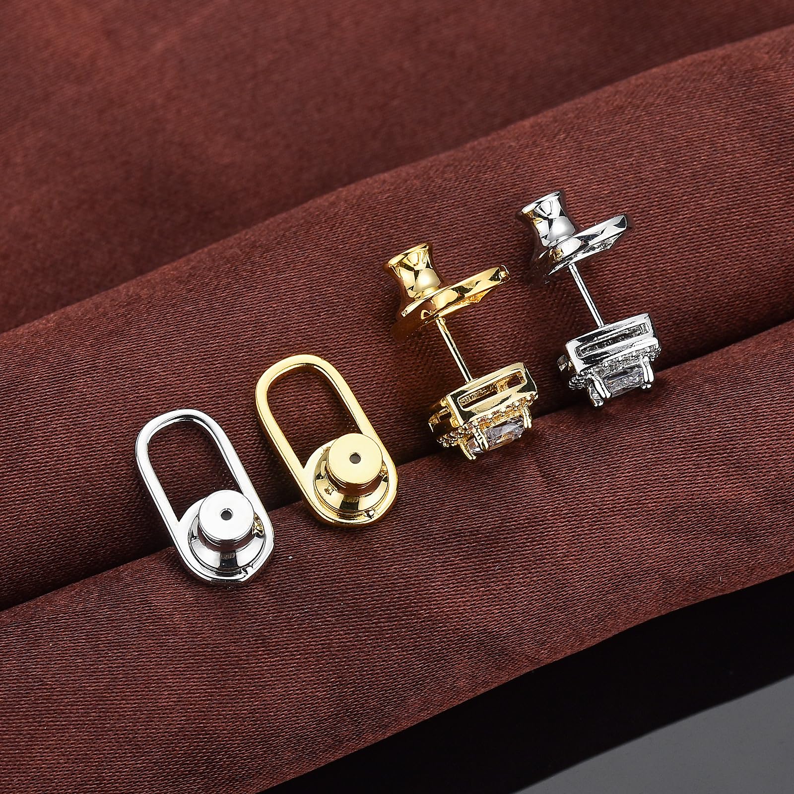 EBFDOH U Shape Earring Lifter Backs, 4pcs Firm Locking Replacements for Heavy Earrings, Large Backers for Stretched Earlobes, Mixed Color