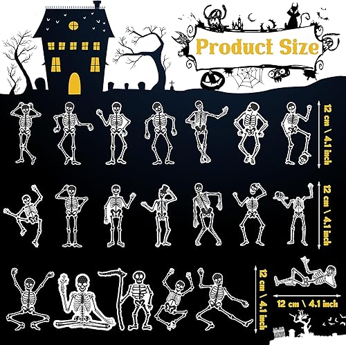 Miniatura 2 de Decoración de imanes reflectantes de Halloween para automóvil, 20 unidades, calcomanías magnéticas de esqueleto de Halloween para automóvil,