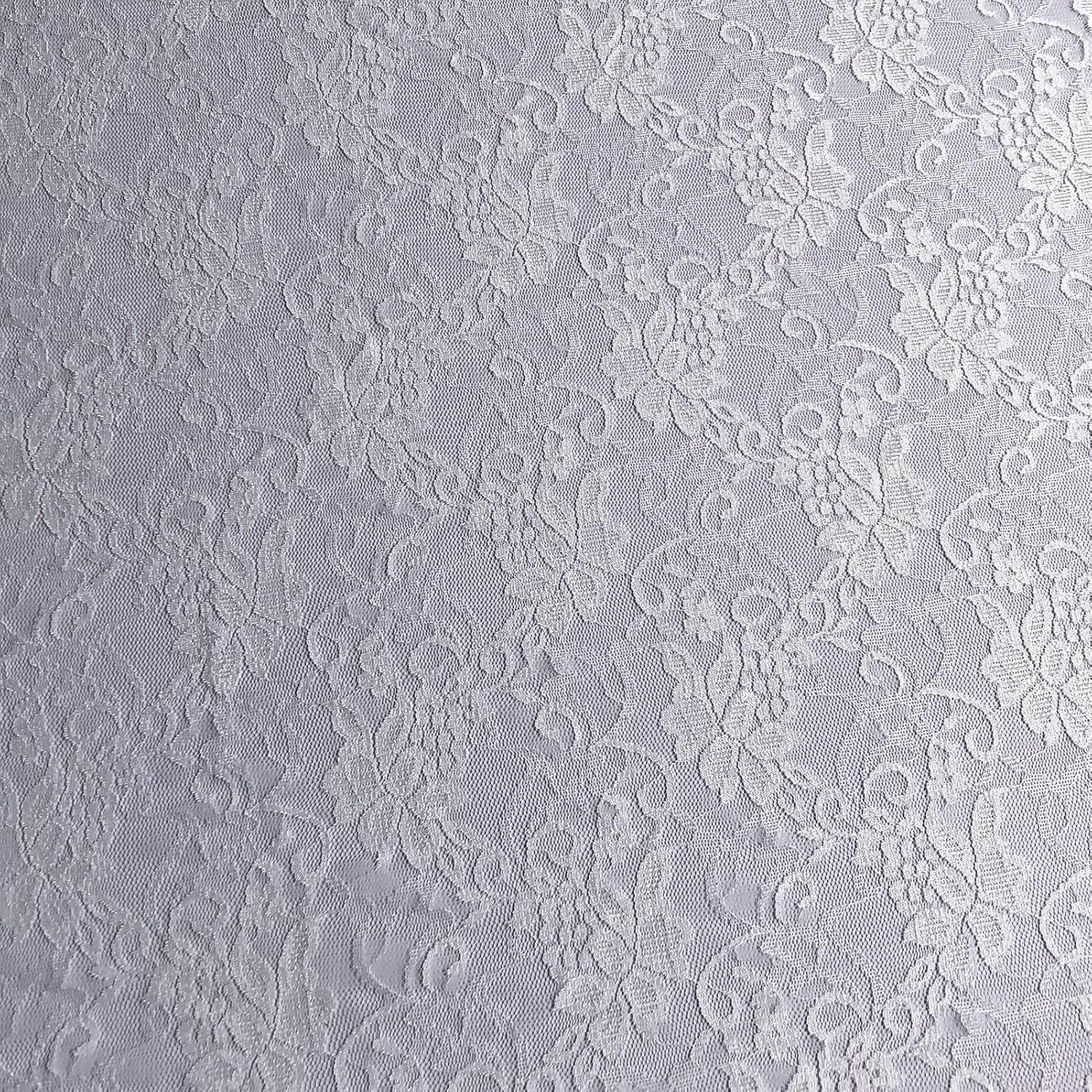 Lace Realm Bridal Solid Raschel Lace Fabric, Vintage Lace Fabric Bolt for Wedding Dress,Fashion, Crafts, Decorations Lace Trim Fabric 60” Width (White, 5 Yards)