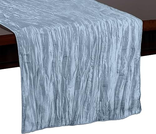 Ultimate Textile -Paquete de 5 - Tafetán arrugado - Camino de mesa Delano de 14 x 108 pulgadas, azul hielo