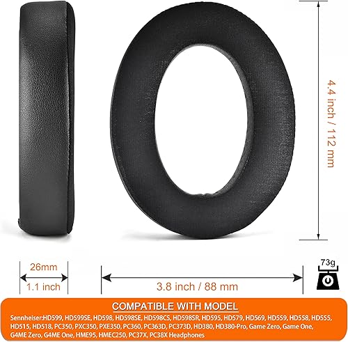 Miniatura 5 de Almohadillas de gel refrigerante compatibles con Sennheiser HD599HD598SECSSRHD595HD569HD558HD518HD515Game ZeroG4ME