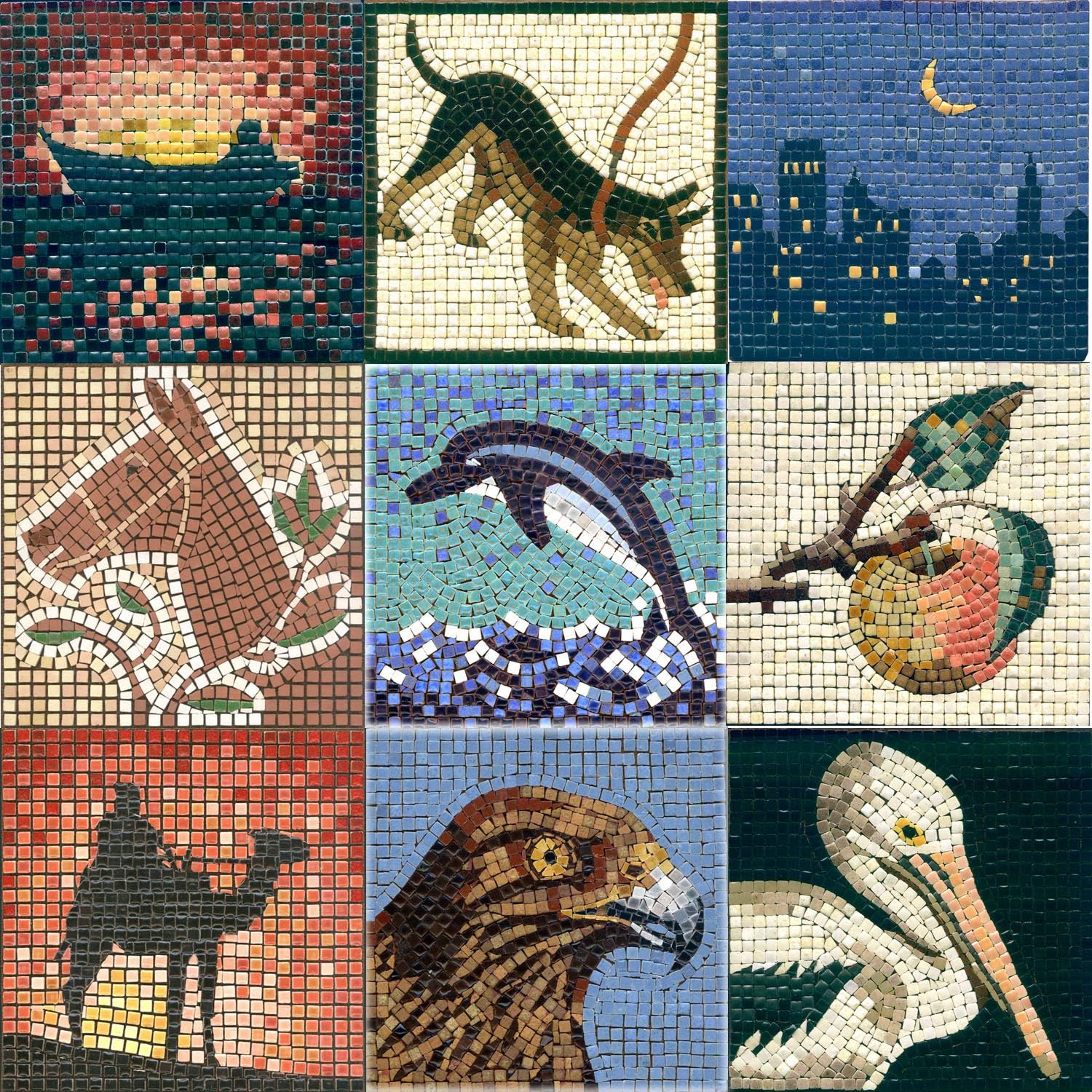 Mosaico DIY De 4 Hojas De Temática Marina | Juego Creativo 2 En 1 Con Colorear