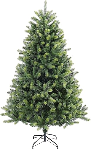 Árbol de Navidad artificial de 7 pies para el hogar, oficina, decoración de fiesta con puntas de ramas de PVC + PE, fácil montaje, bisagras de