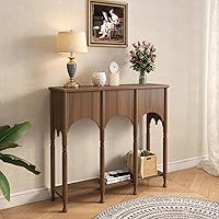 Vista 6 de 40" Console Table with Storage Shelf, Retro 2-Tier Entryway Table, Wooden Sofa Table with Roman-Style Legs for Living Room, Hallway, Brown