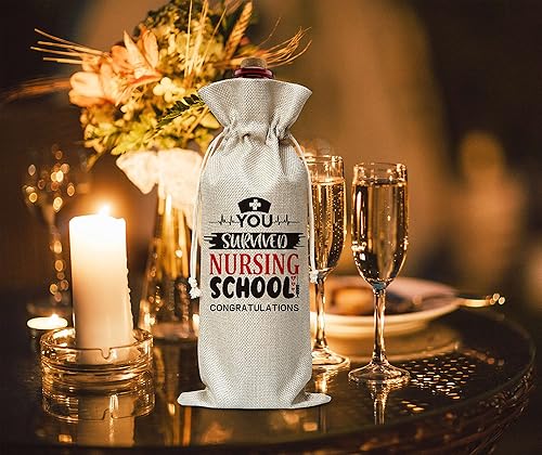 Miniatura 3 de Bolsa de regalo de vino de graduación, bolsas de vino de arpillera de algodón, regalos de graduación de enfermera, regalos de agradecimiento de