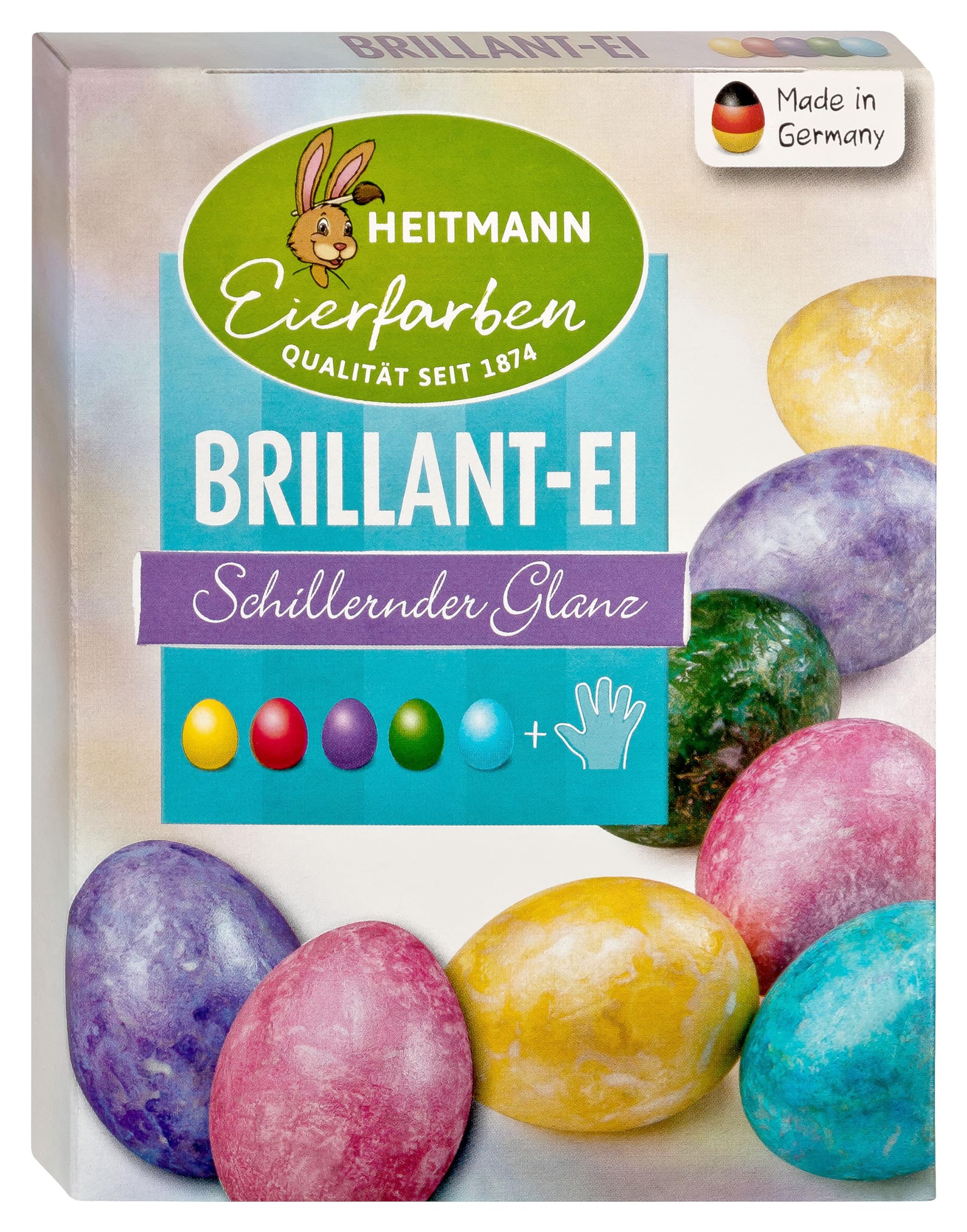 Heitmann Eierfarben, BrillantEi flüssige mit GlanzEffekt fünf Farben für weiße und braune Eier geeignet, 1 stück