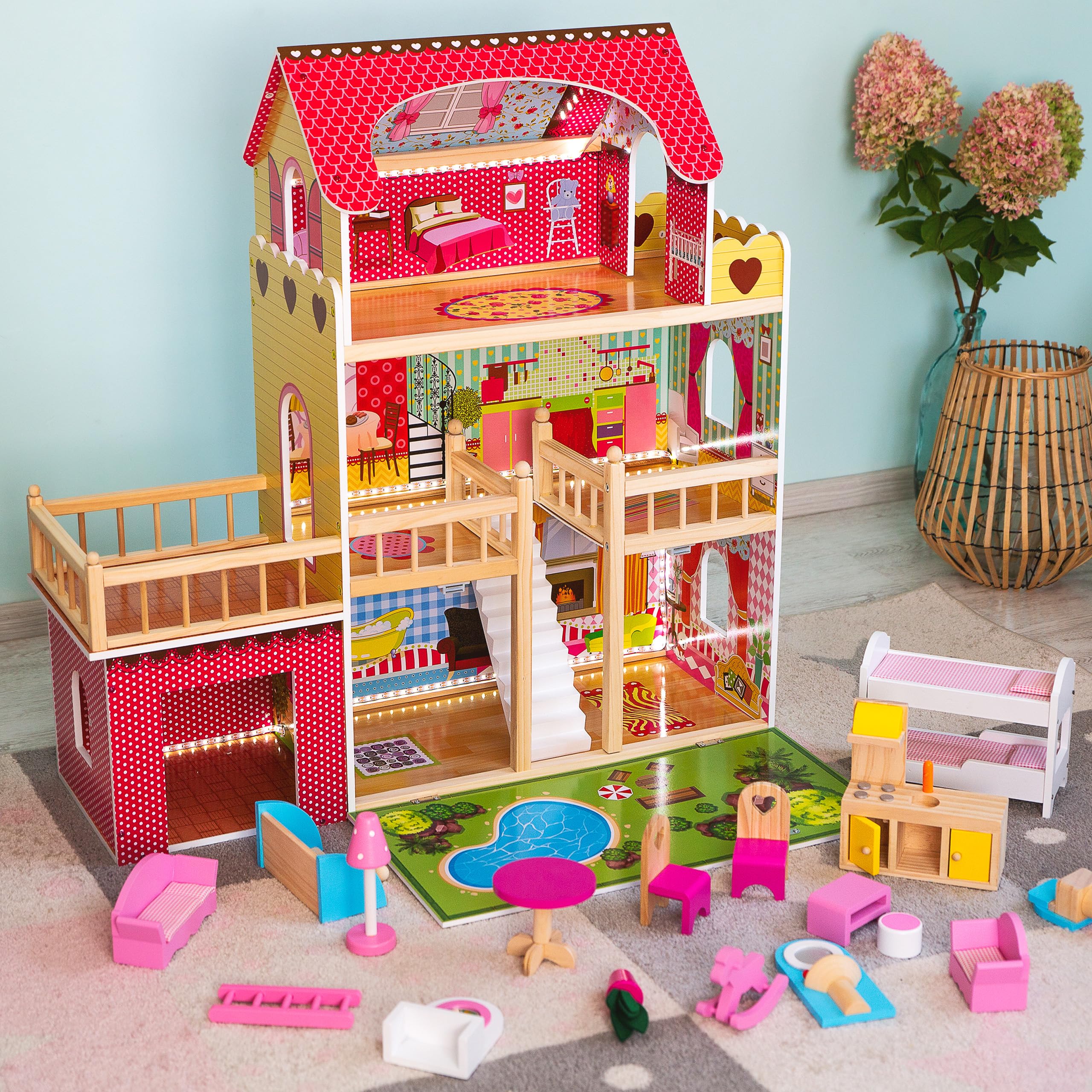 Kinderplay Gs0020 Drewniany Domek Dla Lalek
