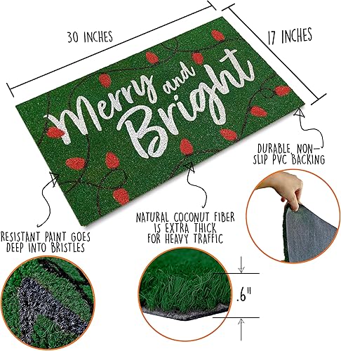 Miniatura 2 de Felpudo Alegre y Brillante de 30x17 Pulgadas, Alfombra Alegre y Brillante, Felpudo de Puerta de Navidad Alegre para Exteriores Divertido, Felpudos