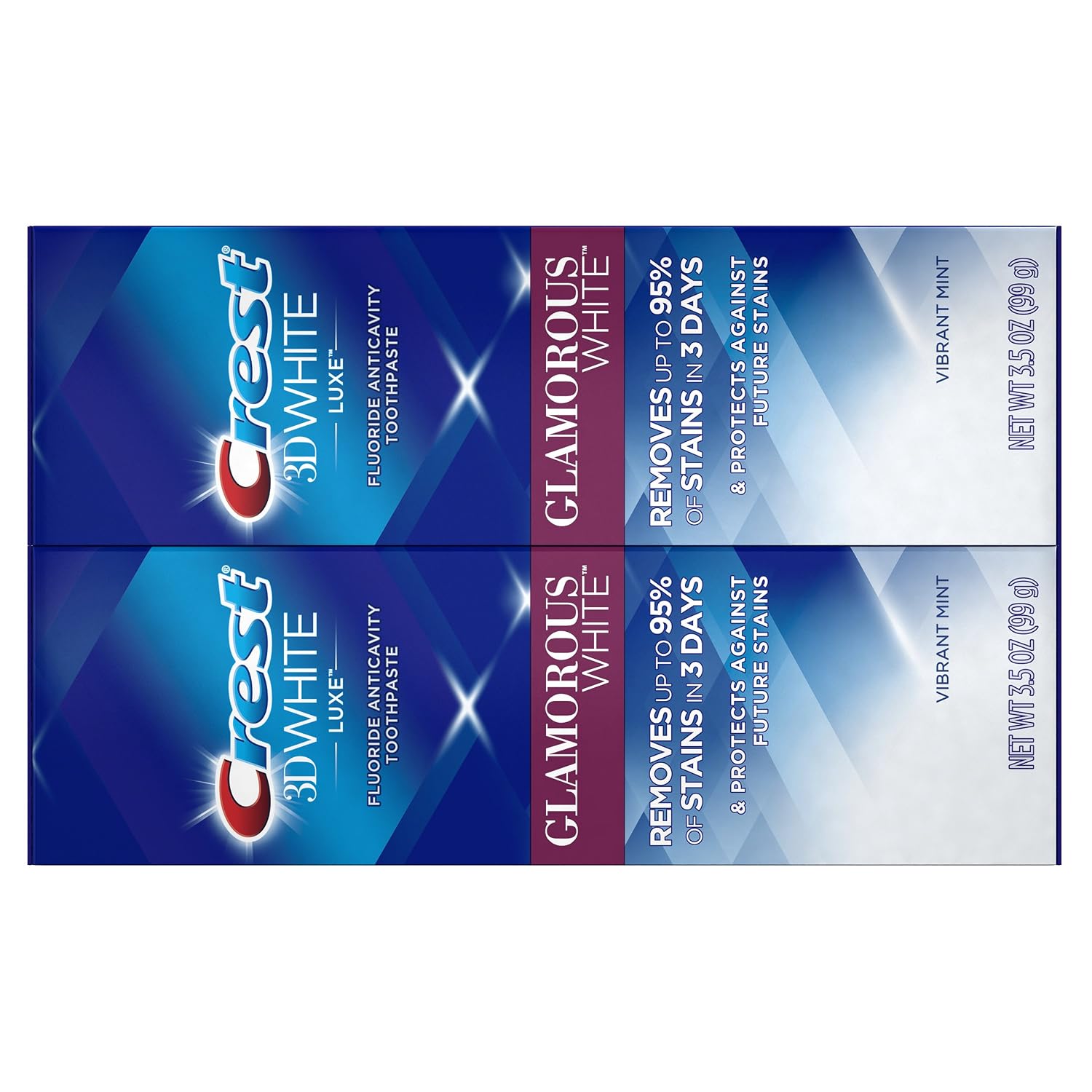 Crest Twin Pack 3D White Luxe Glamorous White Toothpaste, 3.5 Ounce (Pack of 2)