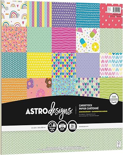 Astrodesigns Cartulina para manualidades, 12 x 12 pulgadas, 65 lb/176 gsm, surtido de celebraciones, 20 hojas (91559)