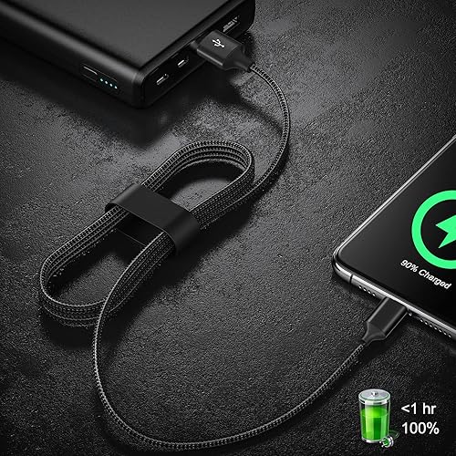 Miniatura 7 de Cable USB tipo C, paquete de 5 (336610 pies), cable USB C trenzado de nailon de carga rápida, compatible con Samsung Galaxy S9 S8 Note 9 Note 8