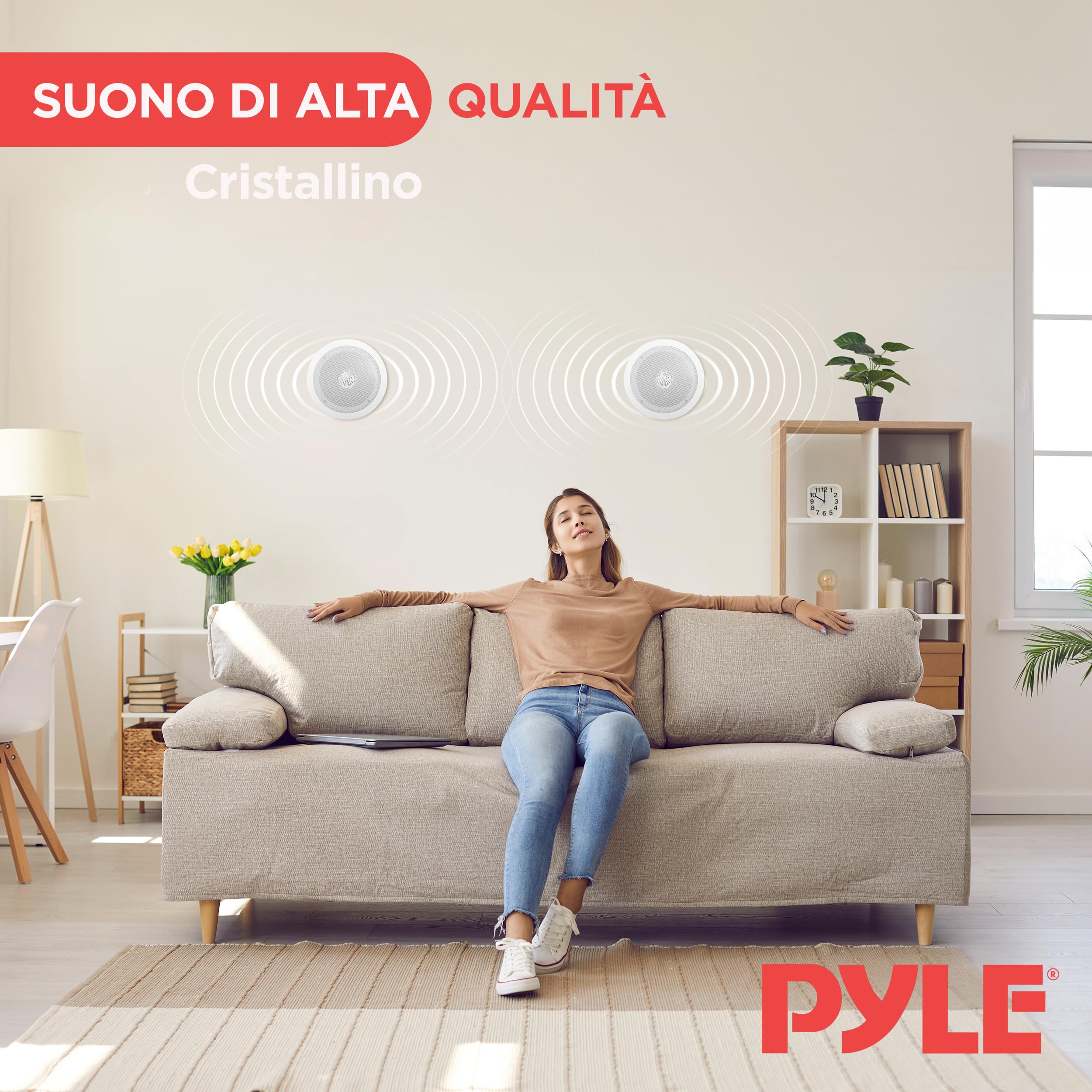 Pyle Altoparlanti da Incasso 16,5 cm, Casse Audio 2 Vie, Tweeter a Cupola in Titanio 2,5 cm, 65Hz-22kHz, 250W Picco