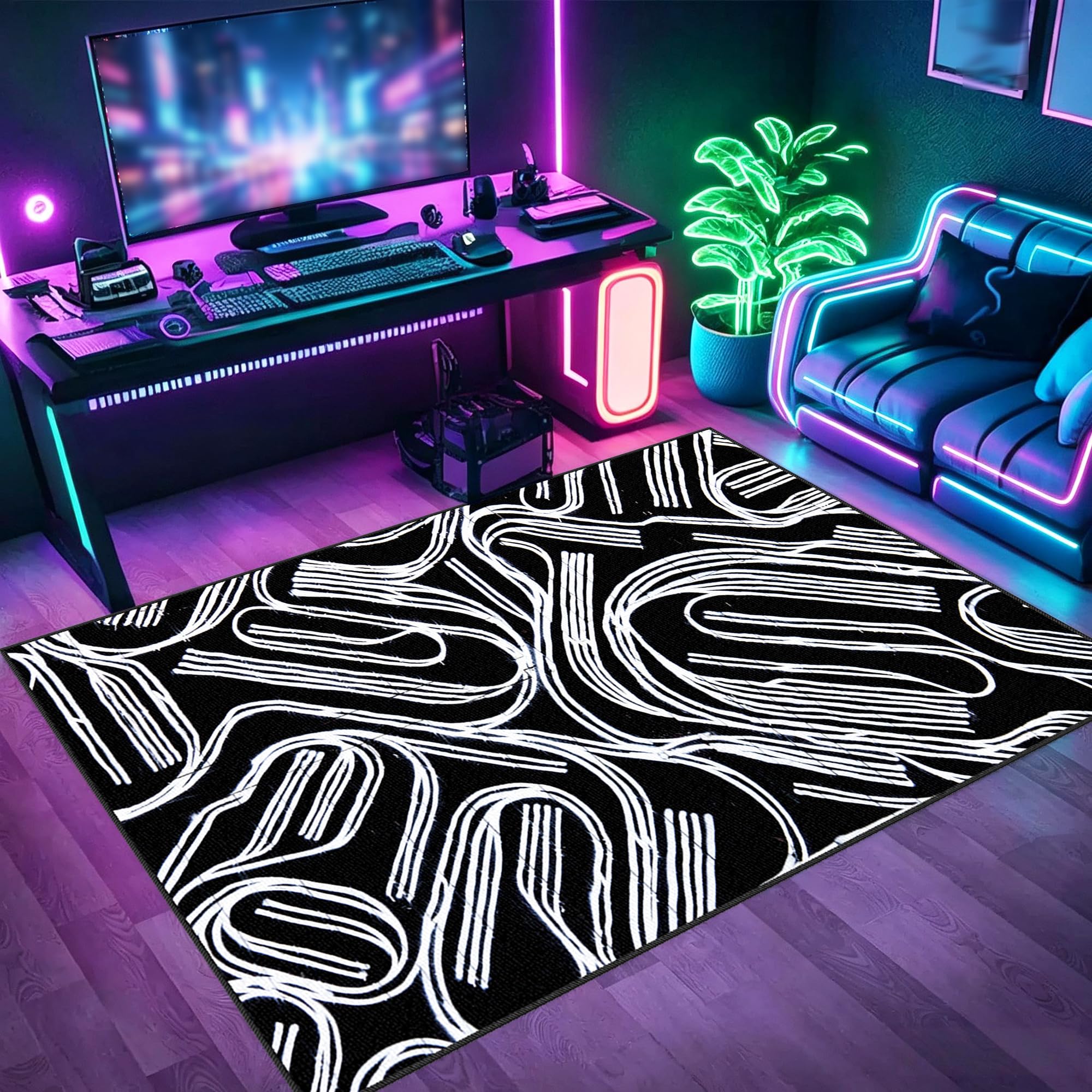 Tapis de jeu gaming pour chambre de garçons et protège-sol de bureau 110x170cm