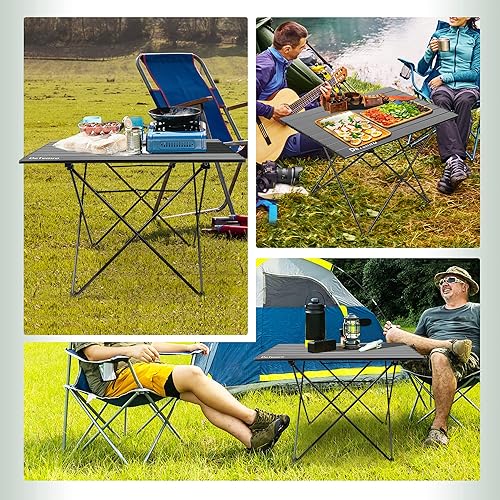 Miniatura 4 de Mesa auxiliar de campamento, mesa de campamento plegable portátil con bolsa de transporte, mesa de playa de aluminio ligera, mesa auxiliar de