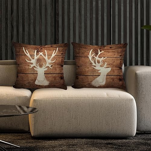 Miniatura 9 de Mancheng-zi Fundas de almohada de caza de 18 x 18 pulgadas, almohada de montaña, almohada de ciervo, almohadas rústicas, funda de almohada rústica,