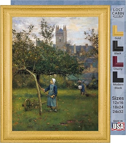Miniatura 1 de Lost Cabin Apple Gathering de Walter Frederick Osborne  Lienzo en marco biselado dorado  Reproducción de pintura de obras de arte finas  Póster