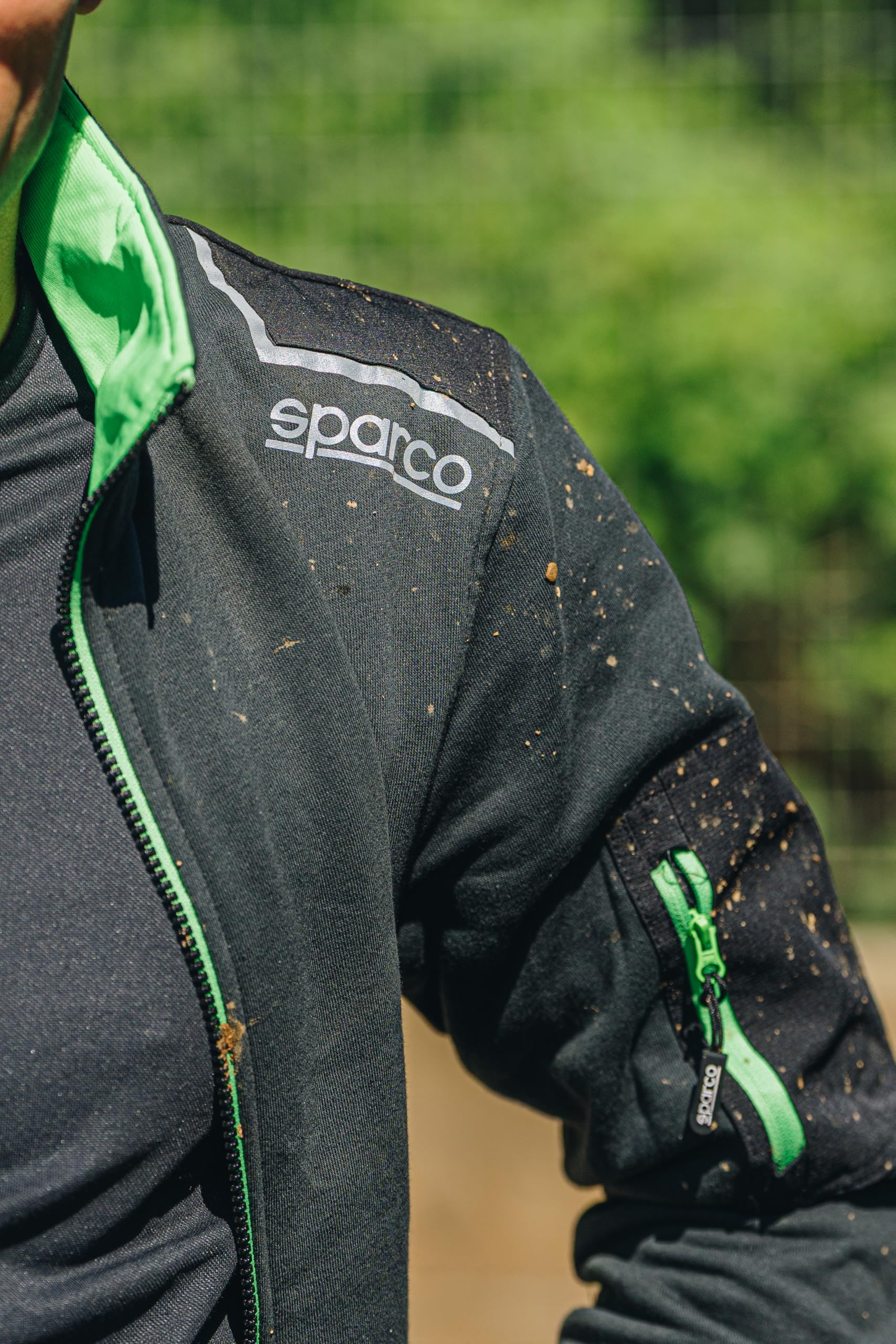 Sparco Bluza robocza Alabama Tech z pełnym zamkiem błyskawicznym. Bawełna/poliester 260 g/m² techniczna bluza z odblaskowymi detalami na plac budowy i warsztat szaro-zielony XL