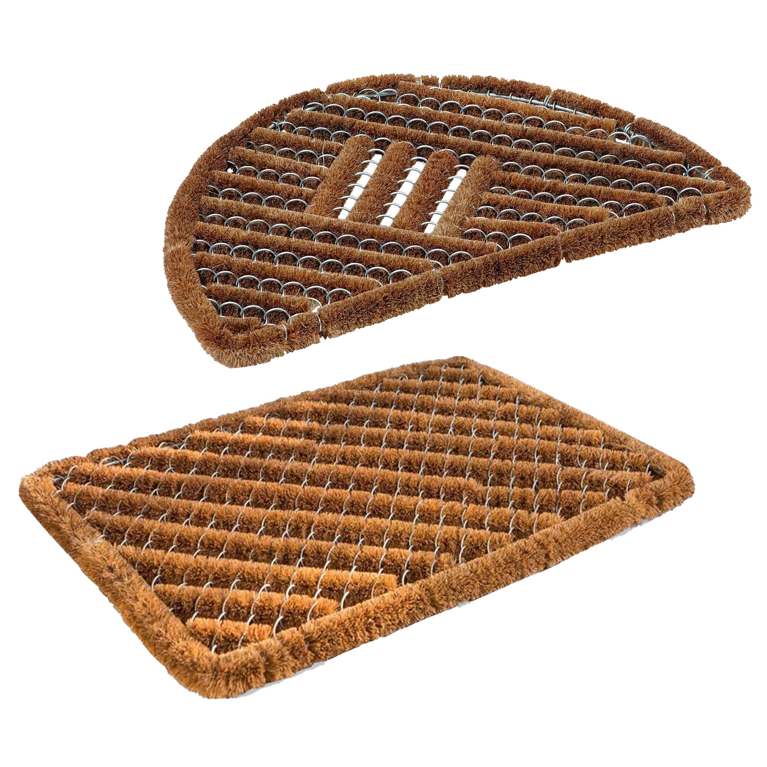 Astra Paillasson antidérapant et résistant - Tapis d'entrée en Caoutchouc et Fibres de Coco - Tapis Anti-salissures Lot de 2 45 x 75 cm Relief Demi-Cercle