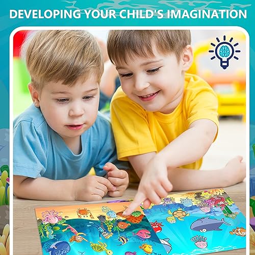 Miniatura 5 de 24 hojas de calcomanías de animales marinos y océanos para niños, lindas calcomanías de peces de vida marina, calcomanías de tiburón tropical,