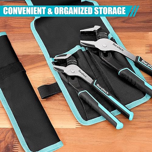 Miniatura 7 de DURATECH Juego de 2 alicates para juntas de ranura con bolsa rodante, alicates de bomba de agua ajustables de 10 y 8 pulgadas, alicates de lengüeta