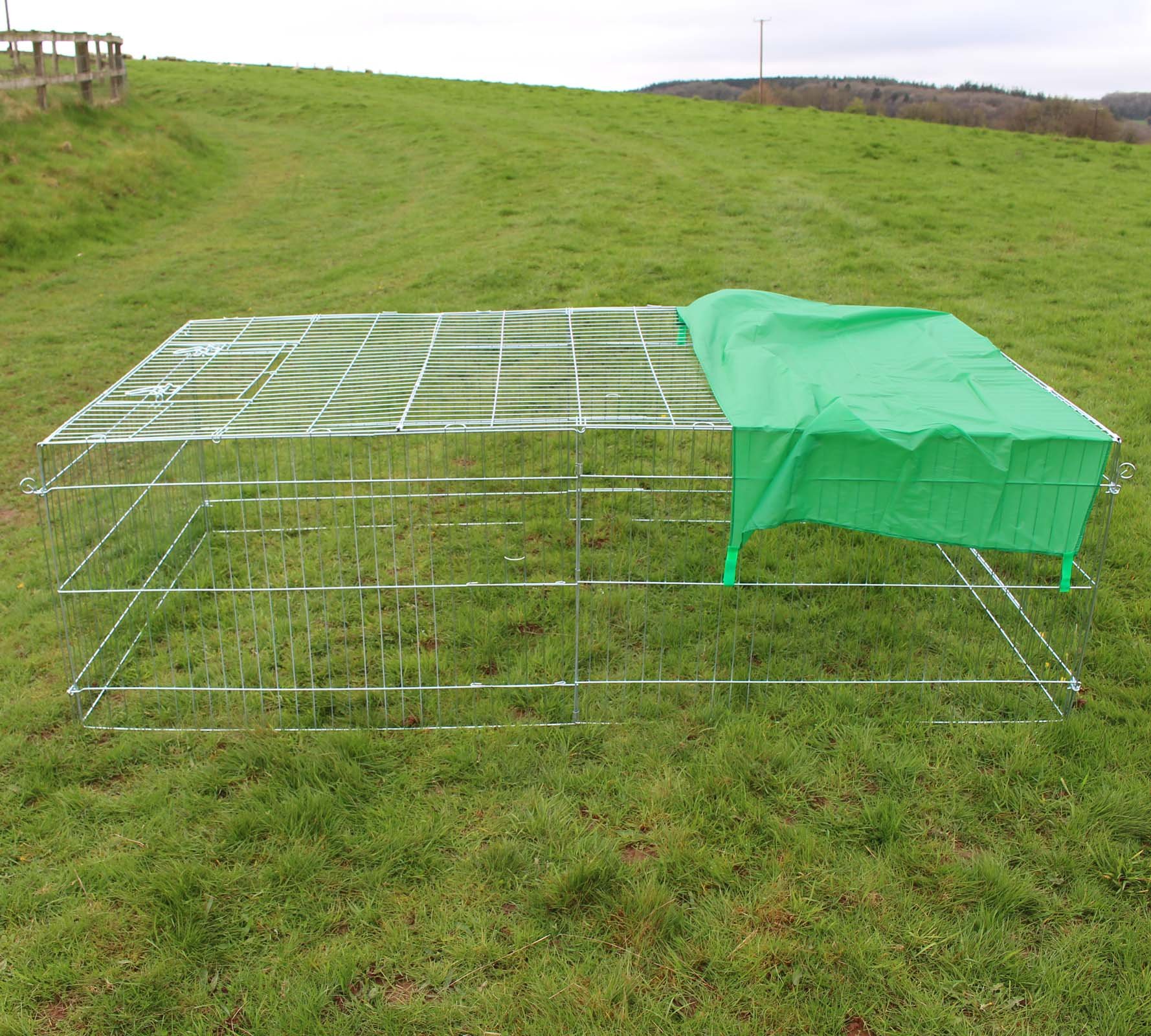 Actiaspet - Metal Run for Rabbit/Guinea Pig/Chicken/Duck/Ferret/Dog/Cat Pet Enclosure with Roof Sunshade (Grey, XXLarge, 6 Panels)