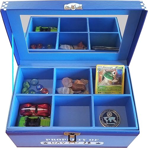 Miniatura 2 de Caja de cofre del tesoro, tamaño de escritorio azul de superhéroe