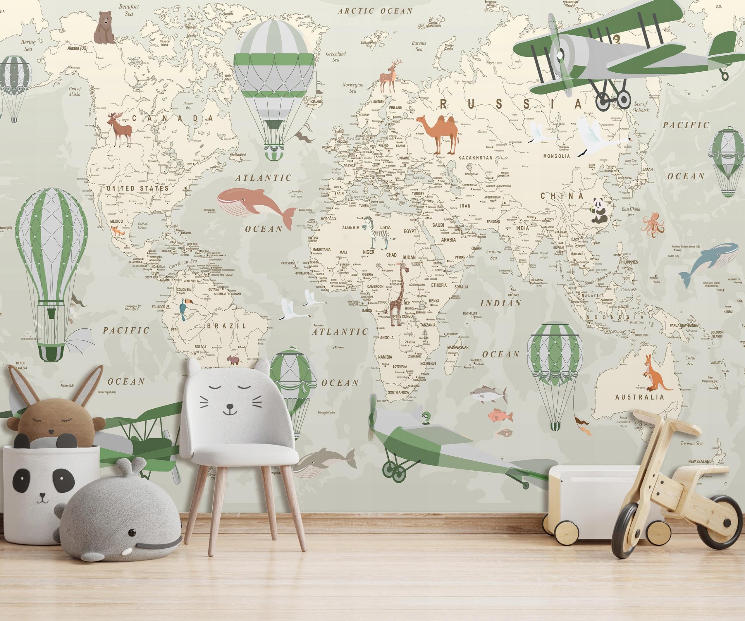 WallArena Winylowa fototapeta strukturalna mapa świata 312 x 219 cm