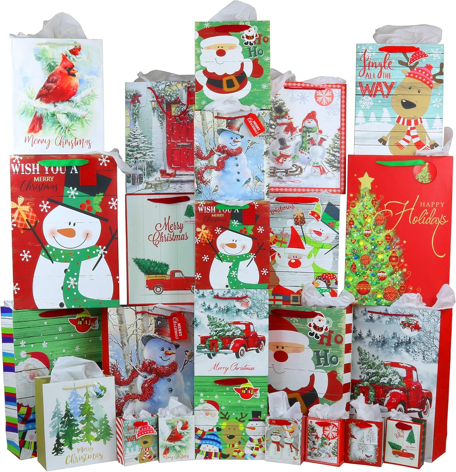 Iconikal Christmas Gift Bags with Tissue Paper, Rustic Style, 24 Bags, 40-Sheets of Tissue Paper Iconikal Christmas Gift Bags with Tissue Paper, Rustic Style, 24 Bags, 40-Sheets of Tissue Paper