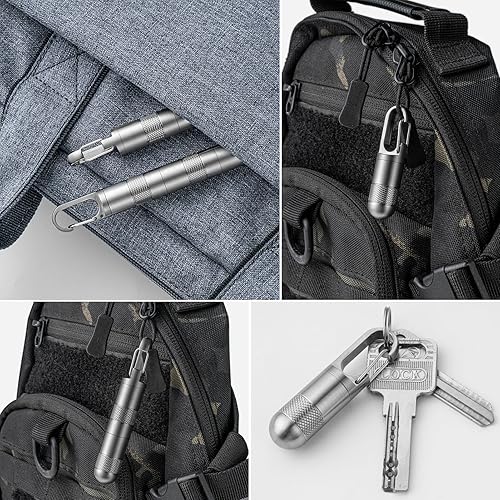 Miniatura 7 de TISUR Pastillero pequeño de titanio, pastillero para llavero, contenedor de pastillero de viaje, organizador de píldoras portátil impermeable de