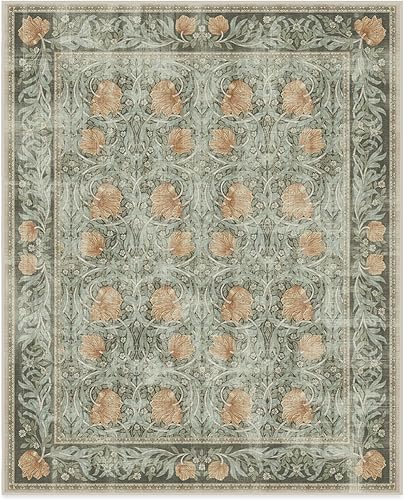 Vista 281 de RUGGABLE x Morris & Co Tapete prémium de pasillo lavable, para pasillo, cocina, entrada, sala de estar, dormitorio u oficina, con base Madreselva