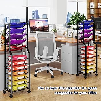 Amazon.com: Simple Trending 12 Tier Rolling File Cart,Desk