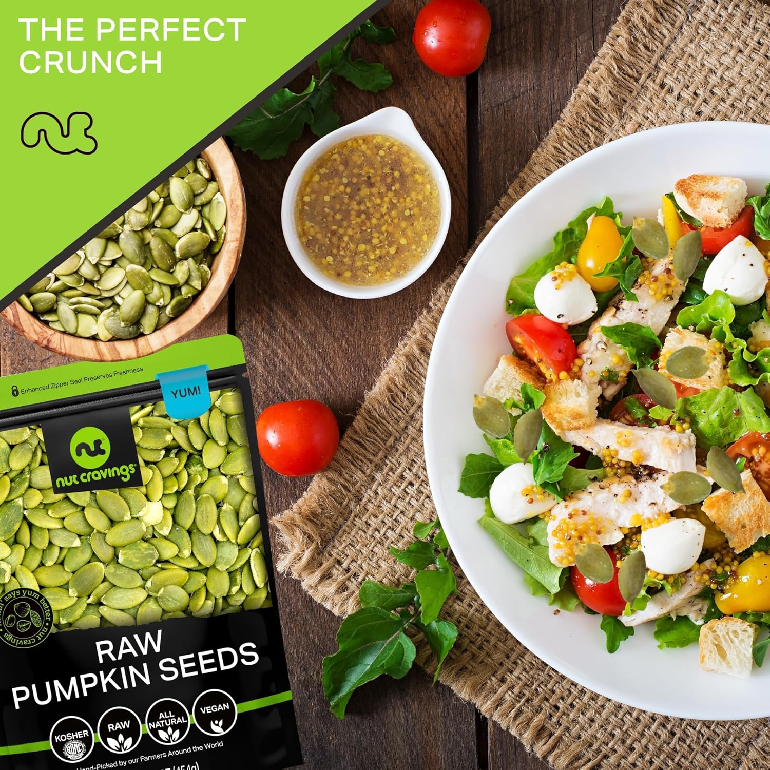 NUT CRAVINGS - Raw Pumpkin Seeds Pepitas, Unsalted, Shelled, (48oz - 3 LB) Bulk Nuts Packed Fresh in Resealable Bag - Kosher Healthy Snack, Food Assortments Ideal for Trail Mixed Nuts