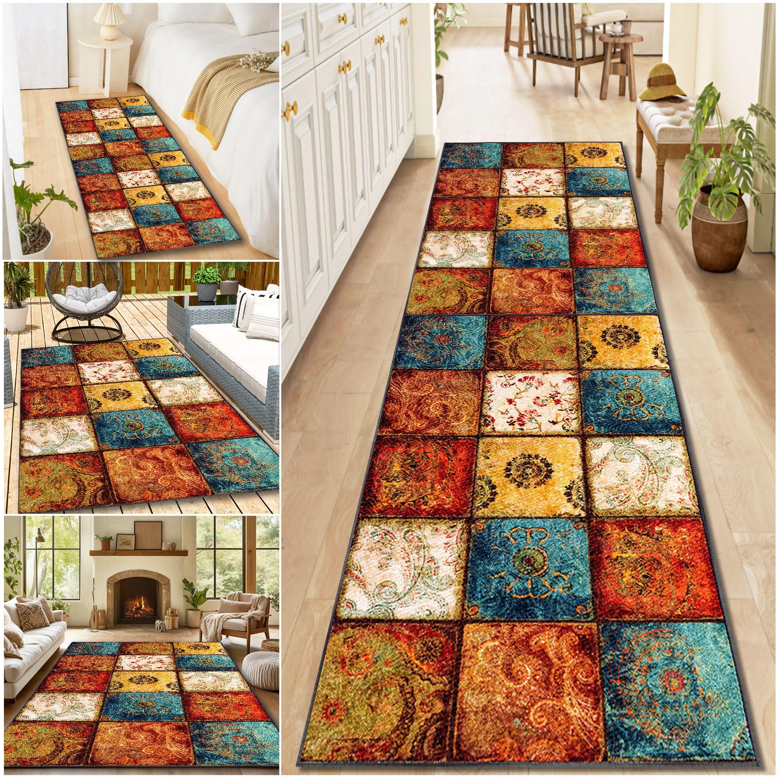 HaeBnug Long Carpet Runners for Hallways Washable Kitchen Runner Rug Heavy duty Corridor Rugs Runner Rugs for Hallway Non Slip Narrow Rugs 50 x 300 cm Area Rug for Entrance, Hall Hallways Living Room