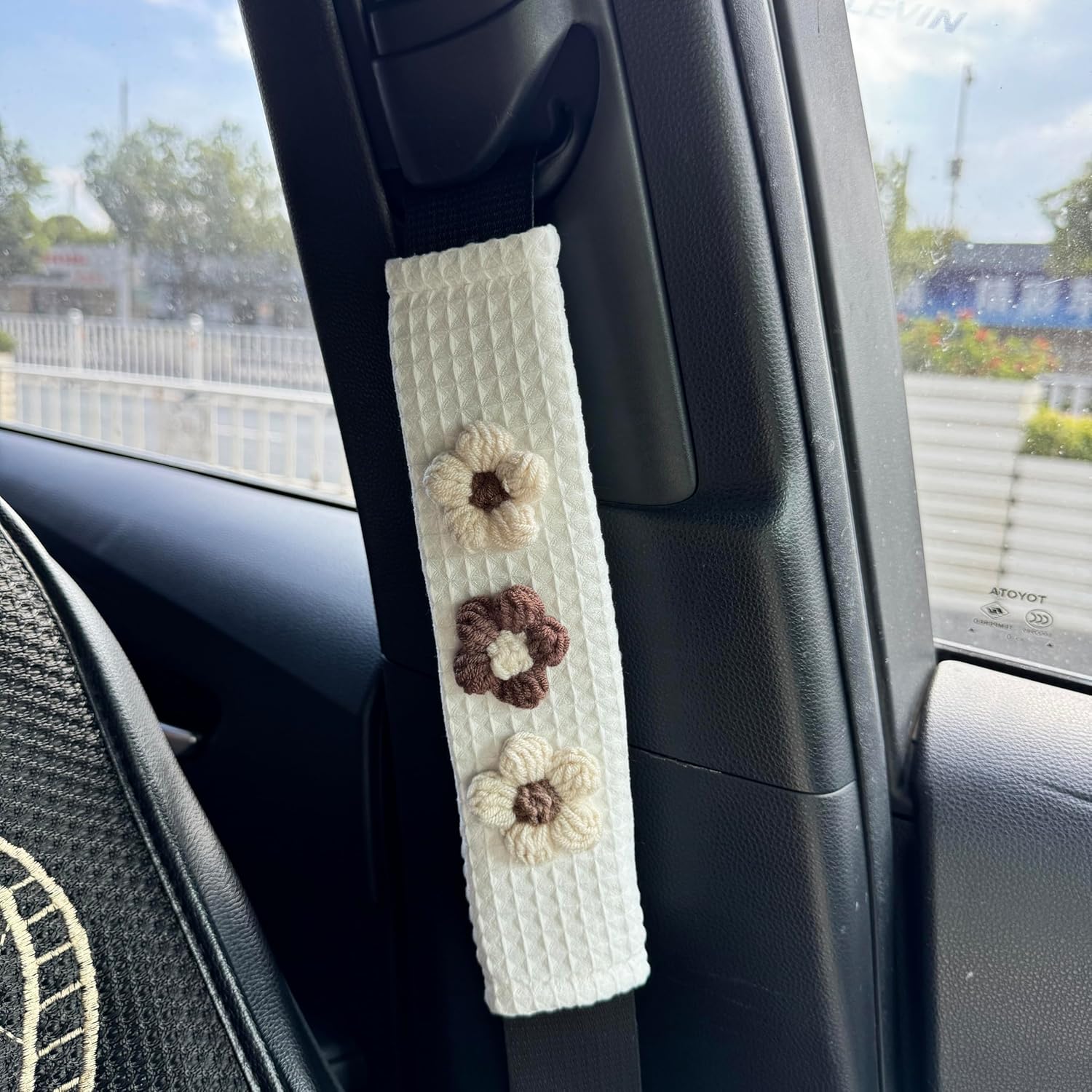 Car Seat Belt Pads, Cute Flower Design Soft Shoulder Strap