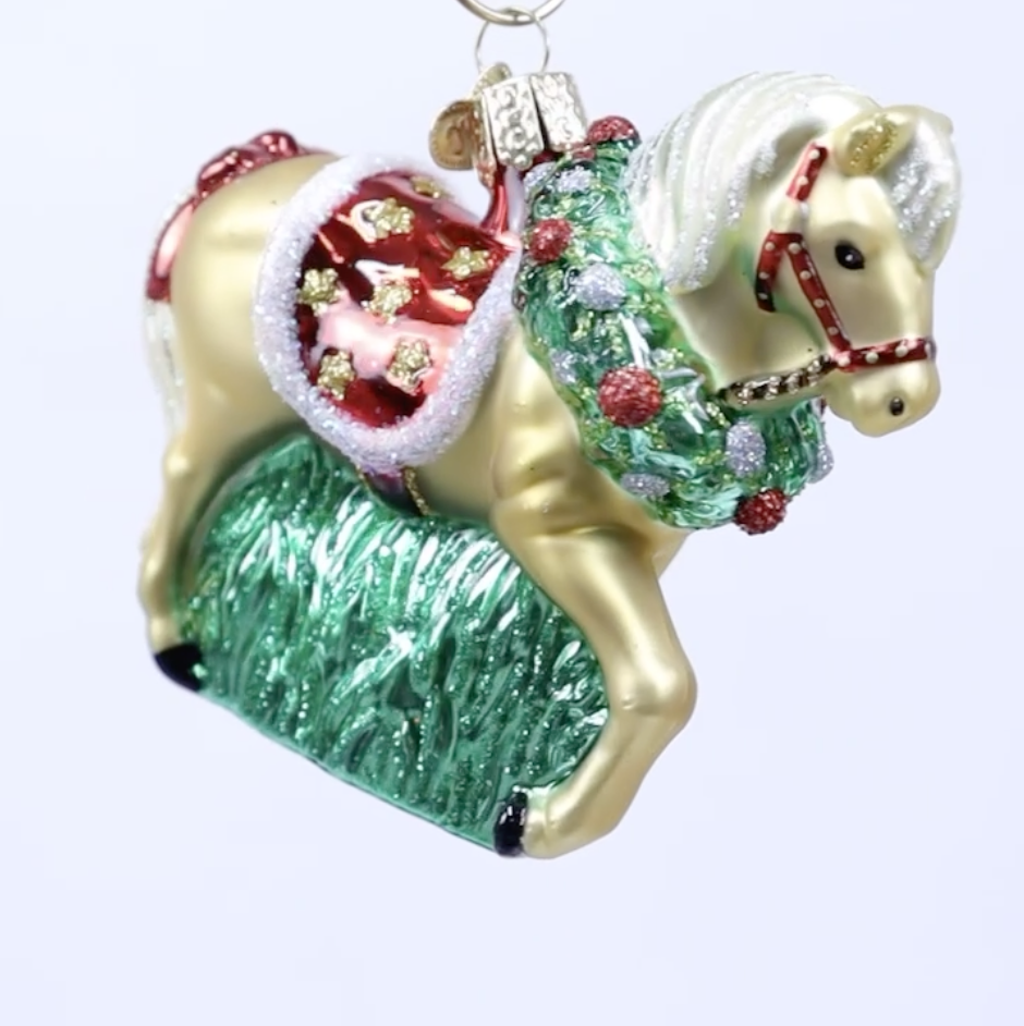 Old World Christmas 12571 Glass Blown Quarter Horse Ornament Oriental Trading
