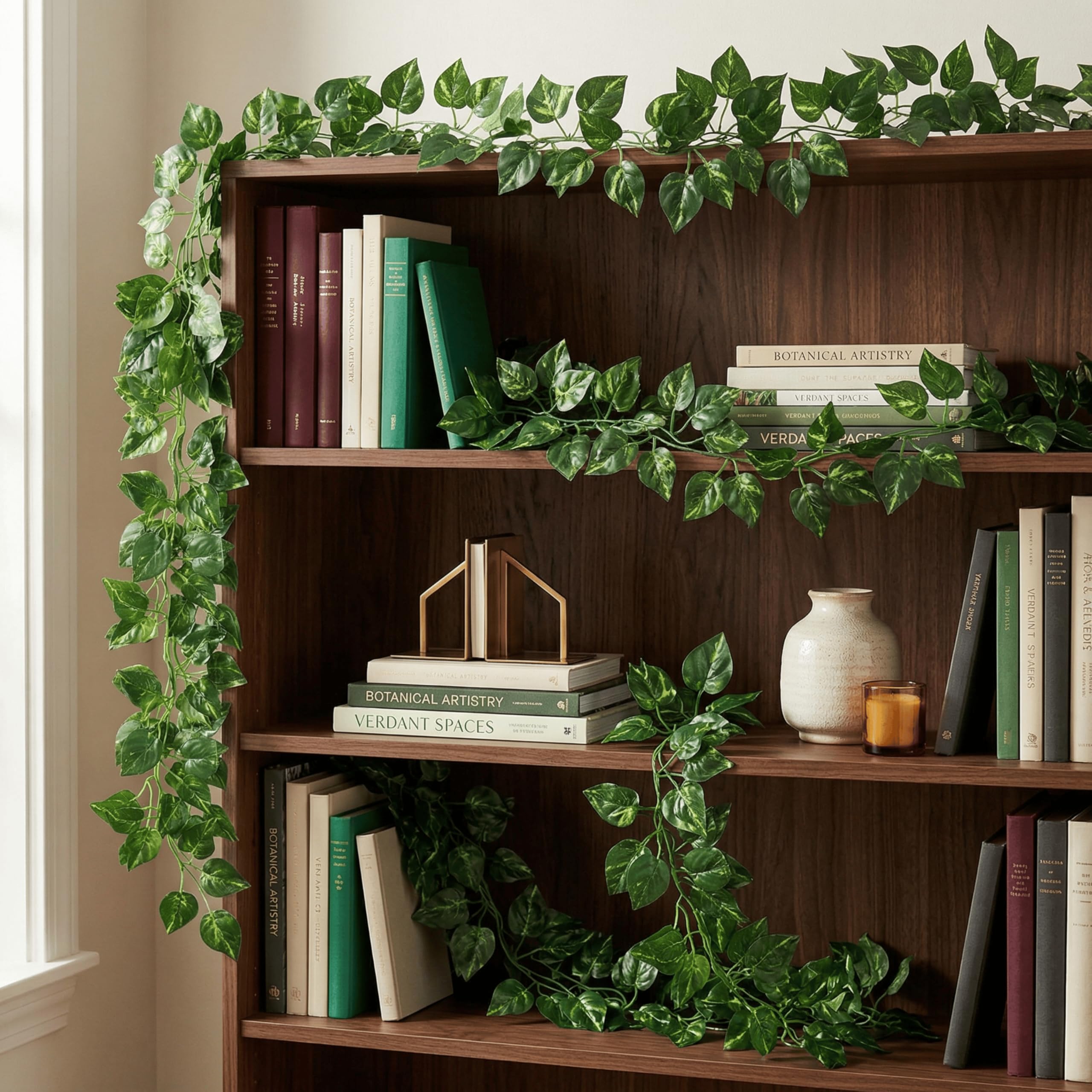Dekorly Artificial Green Leaf Vine Money Plant Hanging, Artificial Ivy Leaves, Artificial Creeper Leaf Vine, Artificial Ivy Foliage, Ivy Wall Decor,Roof Decor | Each Plant 6 Feet (Green, 4) 1