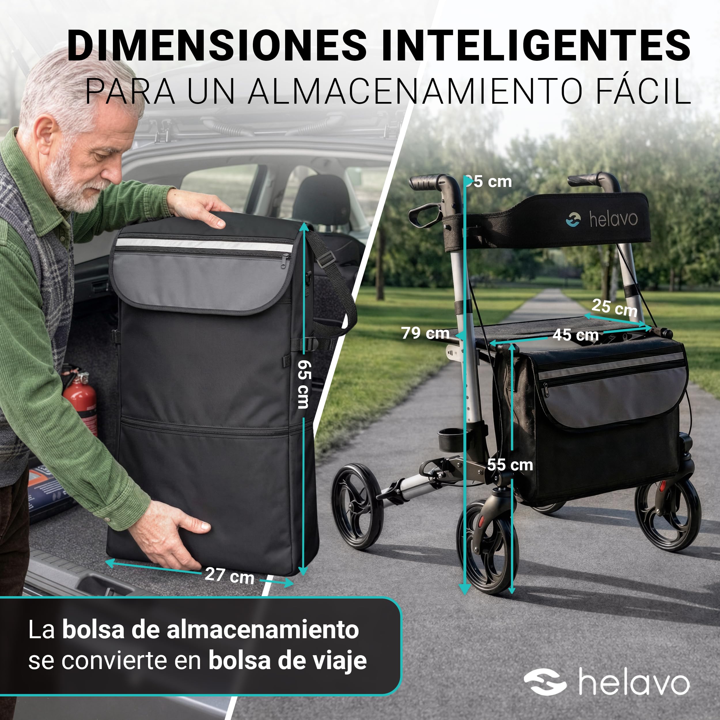 Helavo andador para ancianos - Caminadores de aluminio plegables para mayores
